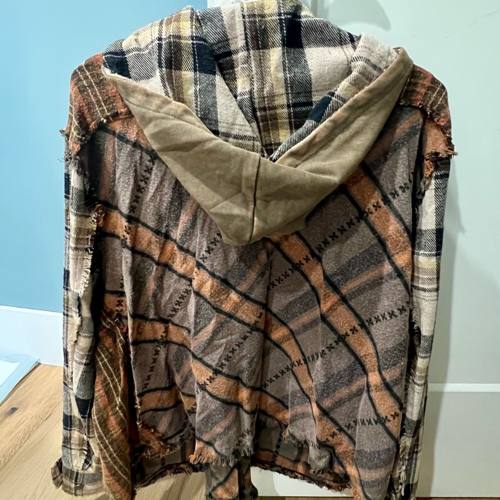 Plaid Patchwork Hooded Jacket NWT - image 3